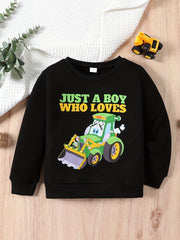 Excavator Pattern Kid's Thermal Sweatshirt Long Sleeve Top