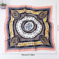 Vintage Print Thin Scarf Small Shawl Neckerchief