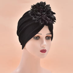 Women Hat Flower Turban Cap Bag Head Wrap Solid Hair Cap for Women