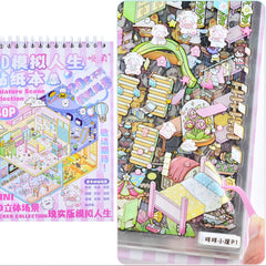 56pcs 3D Life Stickers DIY House Decals Self Adhesive Scenes for Scrapbook