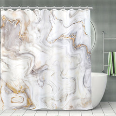 Waterproof Shower Curtain & Bathroom Rug Set with 12 Hooks