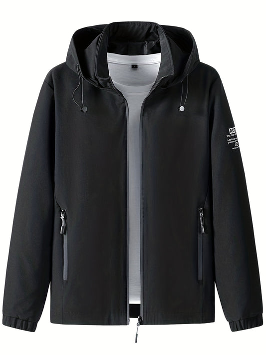 Hooded Windbreaker Jacket Men's Zip Up Coat for Outdoor Activities