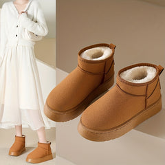 Women's Plush Lined Ankle Boots Platform Slip On Snow Boots