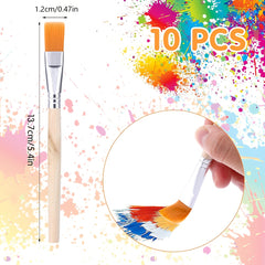 10pcs Flat Paintbrushes Wooden Handle Craft Watercolor Small Brush Set Art