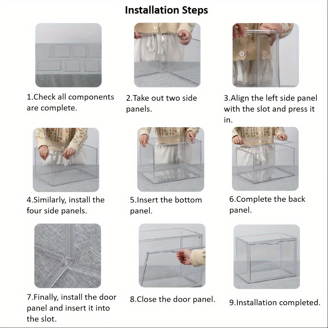 Stackable Transparent Shoe Box with Dustproof Bag for Action Figures Storage