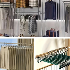 10PCS Adult Pants Hanger With Clip Stainless Steel Non-slip