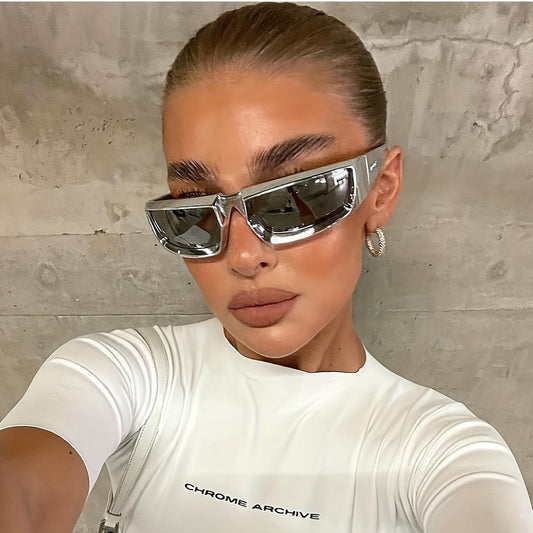 Y2K Wrap Sunglasses Cyberpunk Mirror UV400