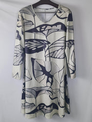  Casual Dress Women's Allover Print Long Sleeve V Neck Mini Dress
