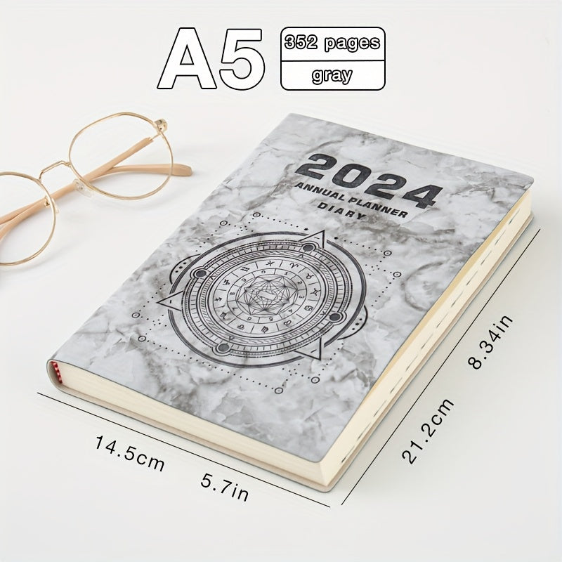 Daily Planner Notebook 352 Pages Hardcover Faux Leather