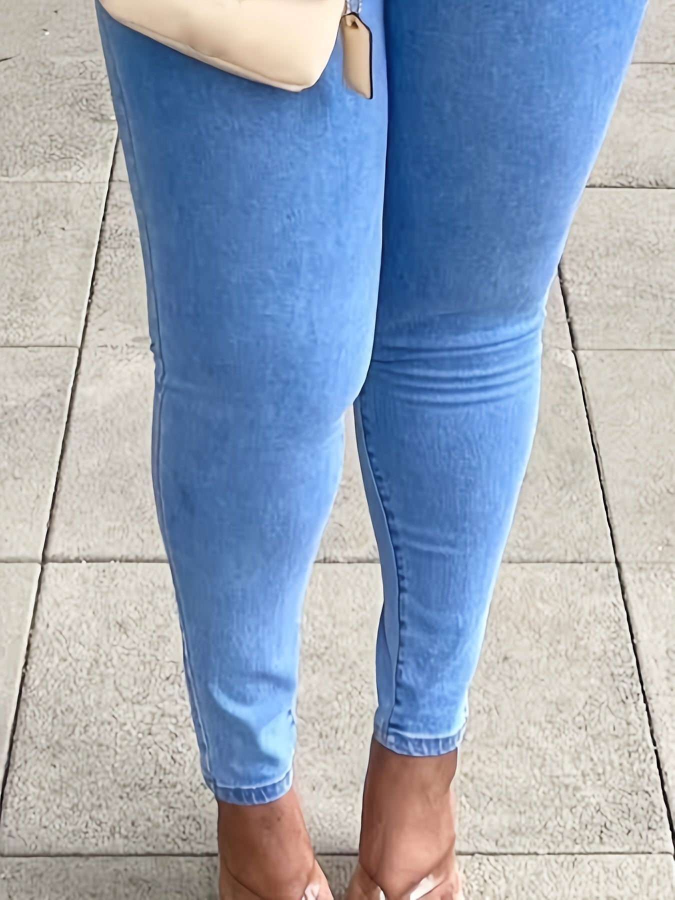 Stretch Skinny Jeans Button Fly High Waist