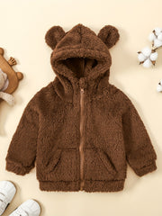 Unisex Baby Fleece Coat Bear Ears Hooded Zipper Jackets