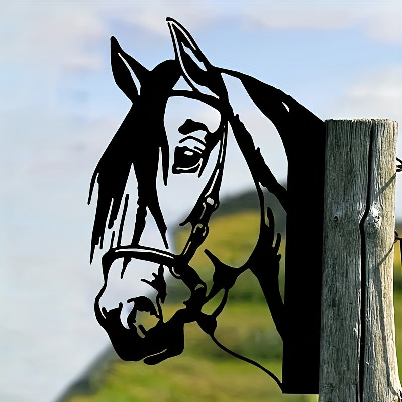 Peeping Horse Outdoor Wall Decor Metal Animal Silhouette Yard Ornament