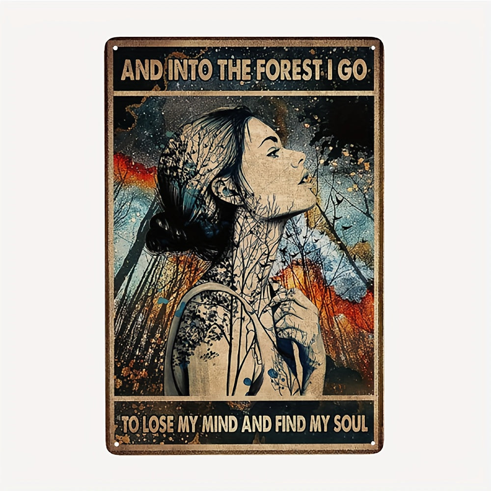 1pc Woman Forest Poster Vintage Tin Metal Sign Iron Painting Bar Garage Restaura