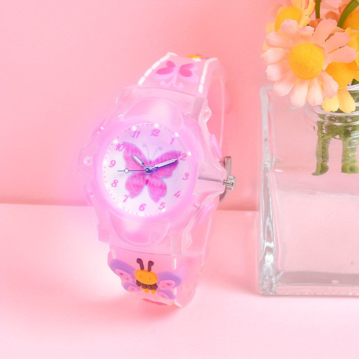 Girls' 3D Printed Silicone Strap Butterfly Kids Watch