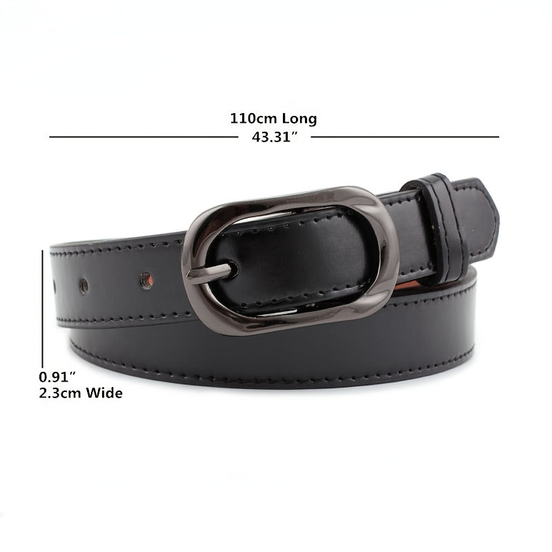 Women Microfiber/Pu Leather Thin Belt Pin Buckle Casual Style