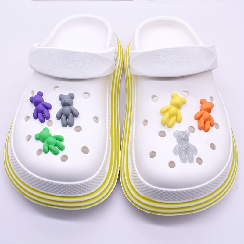 9pcs Bear Pattern Shoes Decoration Charms For Clogs Jigs Bubble Slides Sandals