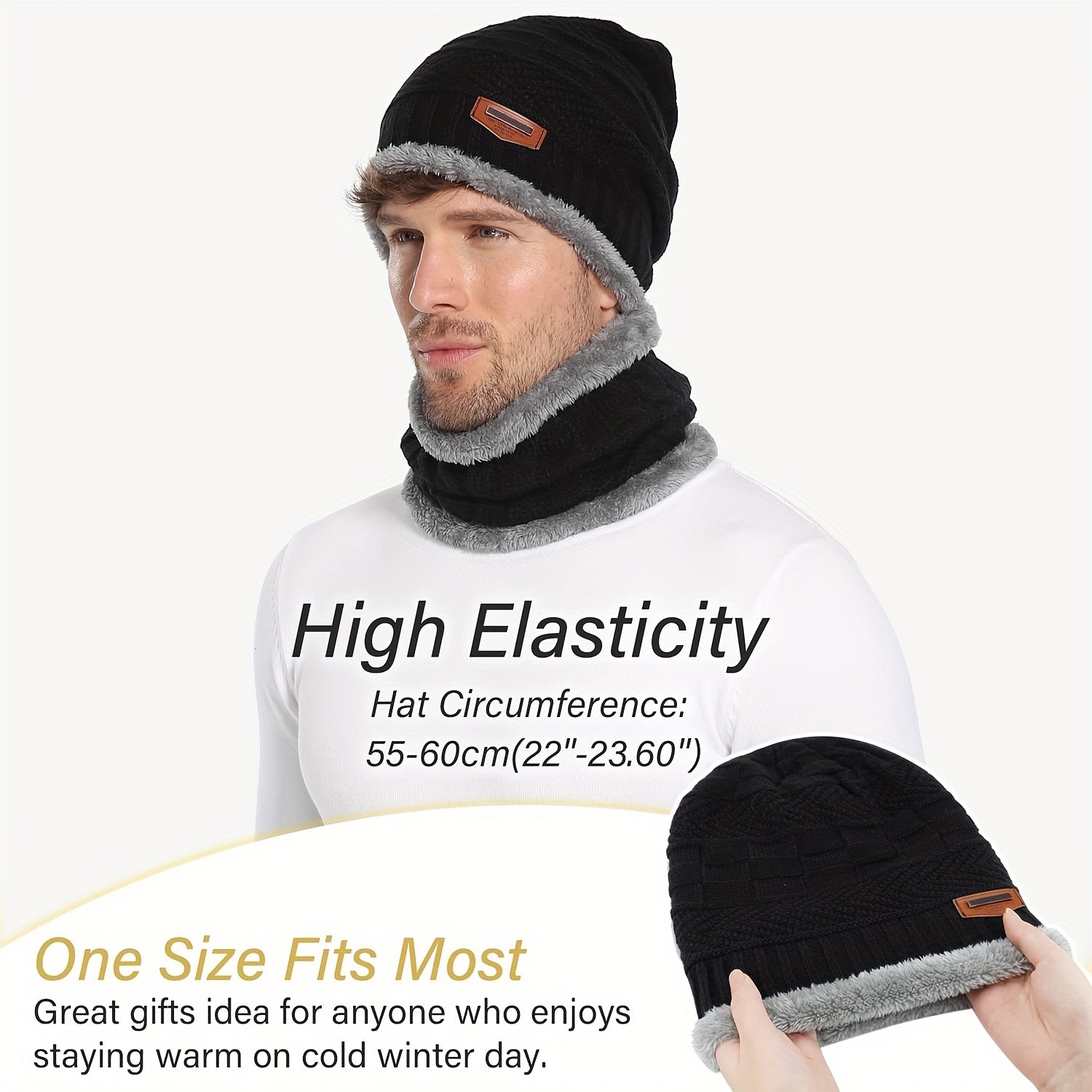 Winter Beanie Hat & Scarf Set Velvet Beanie Cap Warm Thickened Knitted Hat