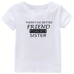 Sister Print Girl's Cotton T-shirt for Summer