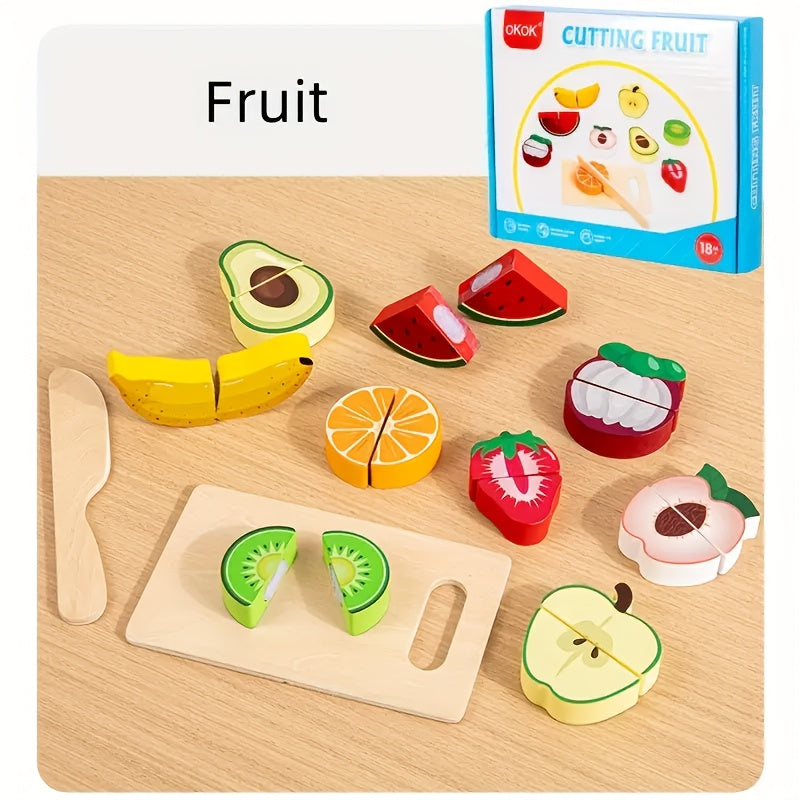 Wooden Food Cutting Set Kitchen Toy Pretend Cooking