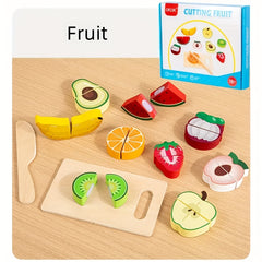 Wooden Food Cutting Set Kitchen Toy Pretend Cooking