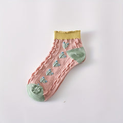 5 Pairs Textured Ruffle Socks Low Cut Women's Stockings
