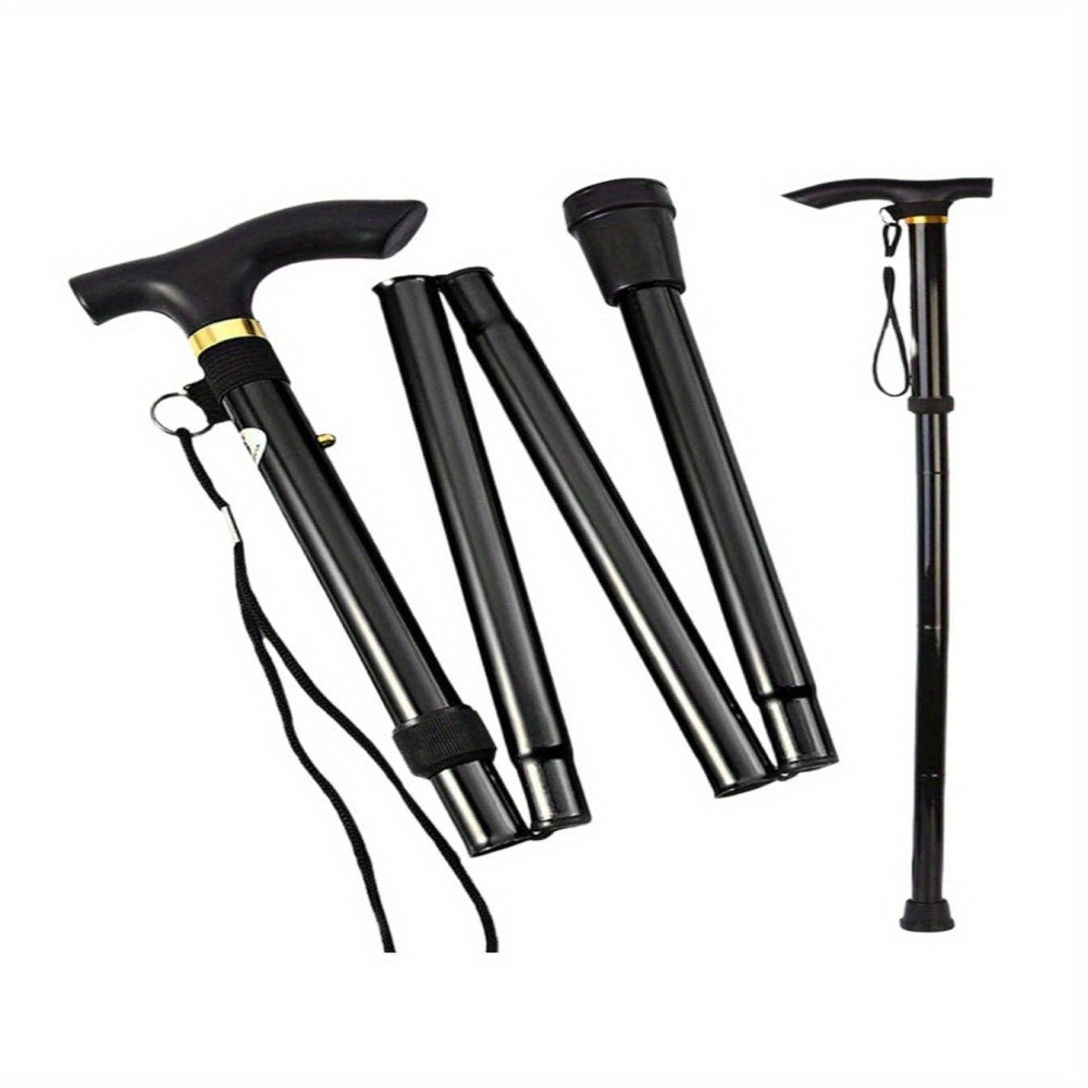 Foldable Hiking Cane Adjustable Height Rubber Tip