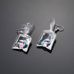 Goldfish Water Bag Drop Earrings Ocean Animal Pendant