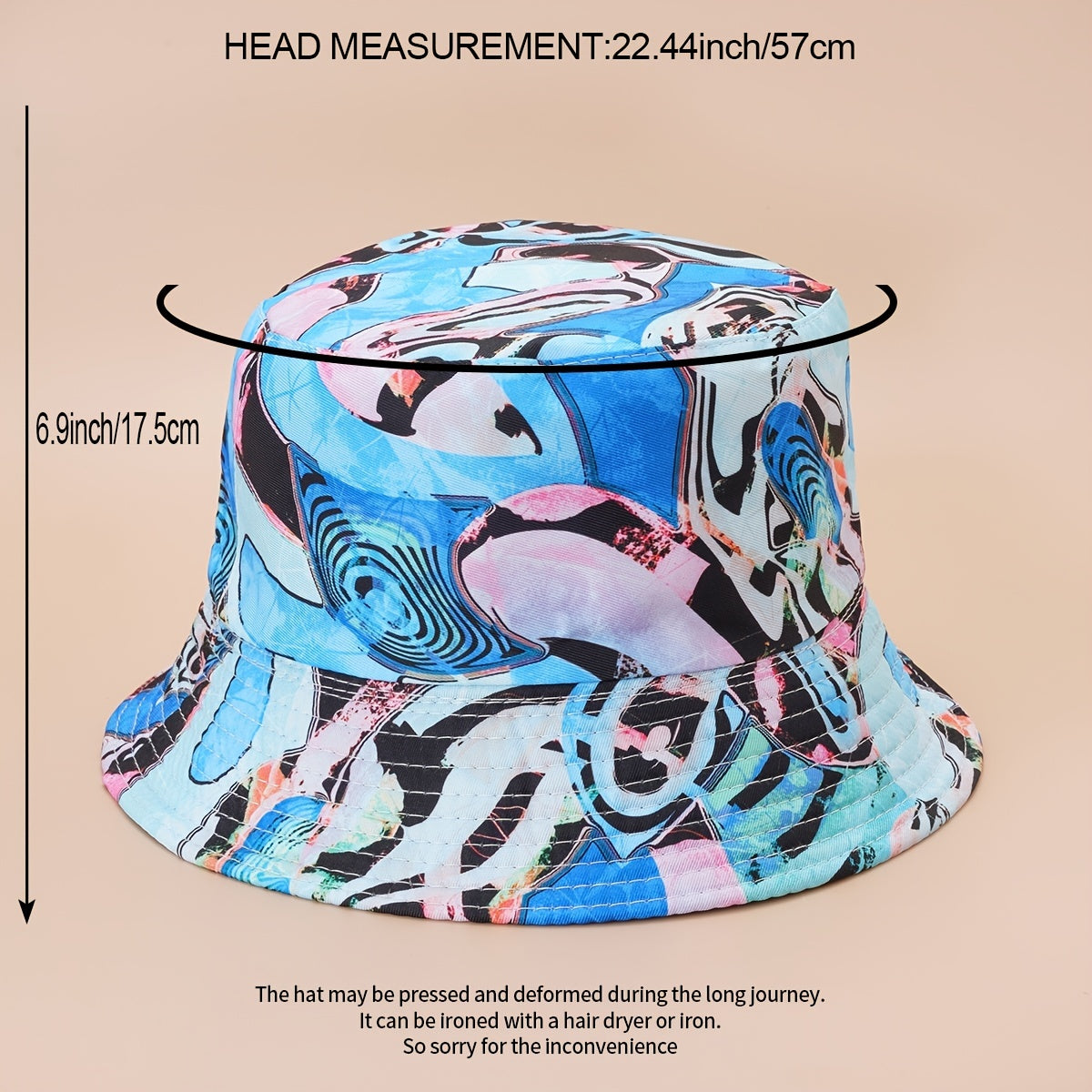 Colorful Cyberpunk Eye Print Bucket Hat for Women