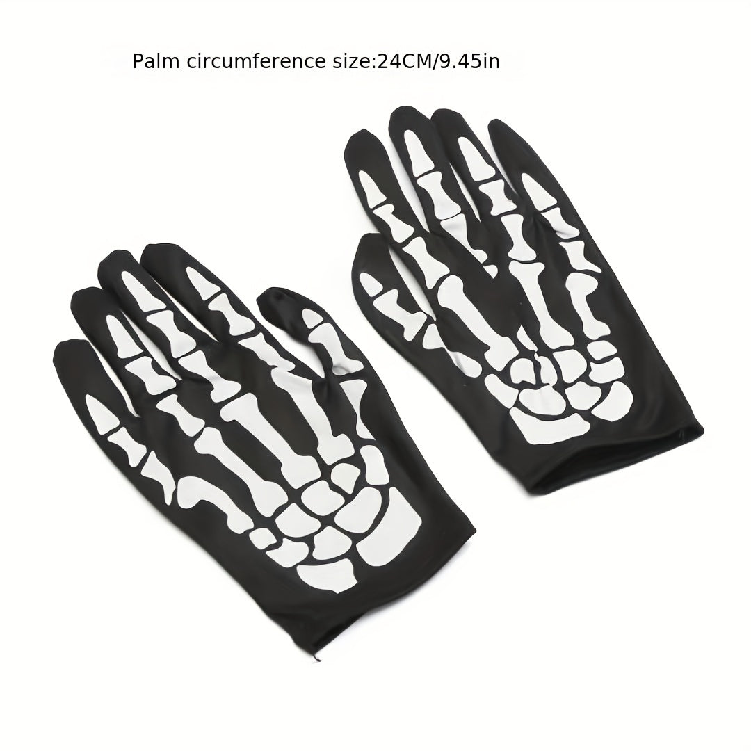 Adult Halloween Death Cloak Skull Face Towel Gloves Costume Set