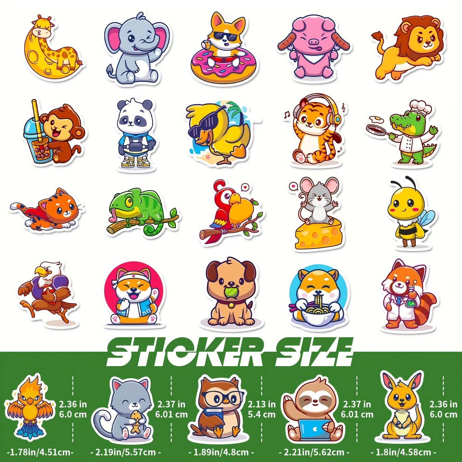 100pcs Small Animal Waterproof Stickers for Kids