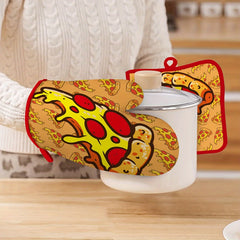 2pcs Printed Cotton Oven Mitts Heat Resistant Non Slip Insulation Gloves