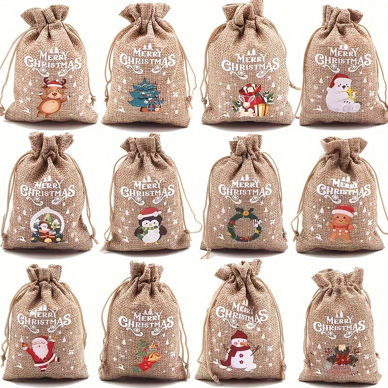 Christmas Burlap Bag Candy Snack Storage Packaging Gift Bag