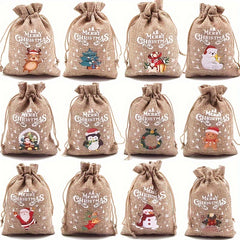 Christmas Burlap Bag Candy Snack Storage Packaging Gift Bag