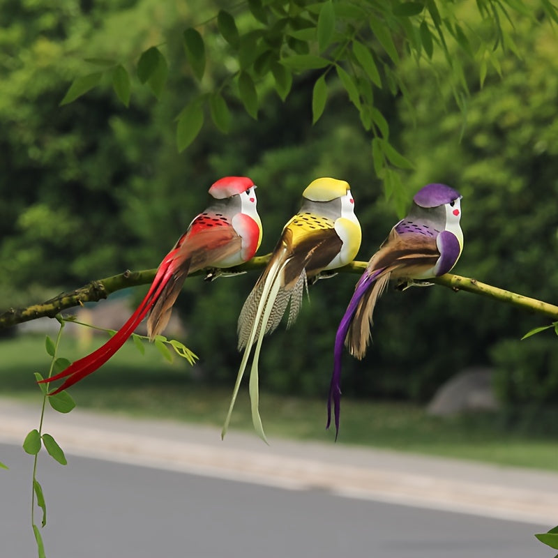 12pcs Feather Bird Ornaments for Christmas Tree Garden Decoration