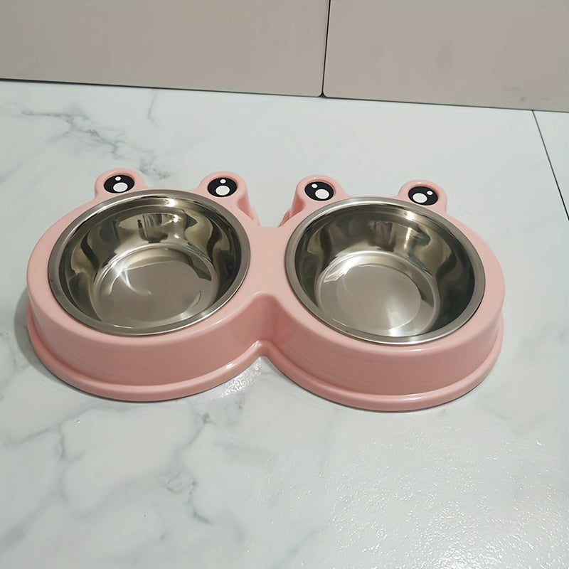 Stainless Steel Double Bowl for Pet Cats and Small Dogs