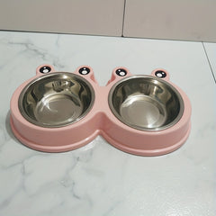 Stainless Steel Double Bowl for Pet Cats and Small Dogs