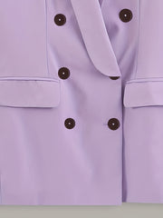  Solid Button Up Long Sleeve Blazer