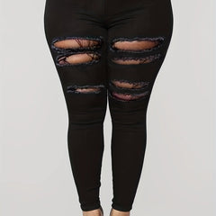  Solid Ripped Stretch Skinny Jeans
