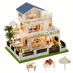 DIY Wooden Dollhouse Kit 3D Puzzle Assembled House Home Decor
