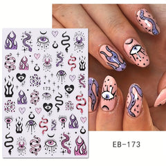 Evil Eye Nail Art Stickers Decals 3D Self Adhesive Witch Nail Decals