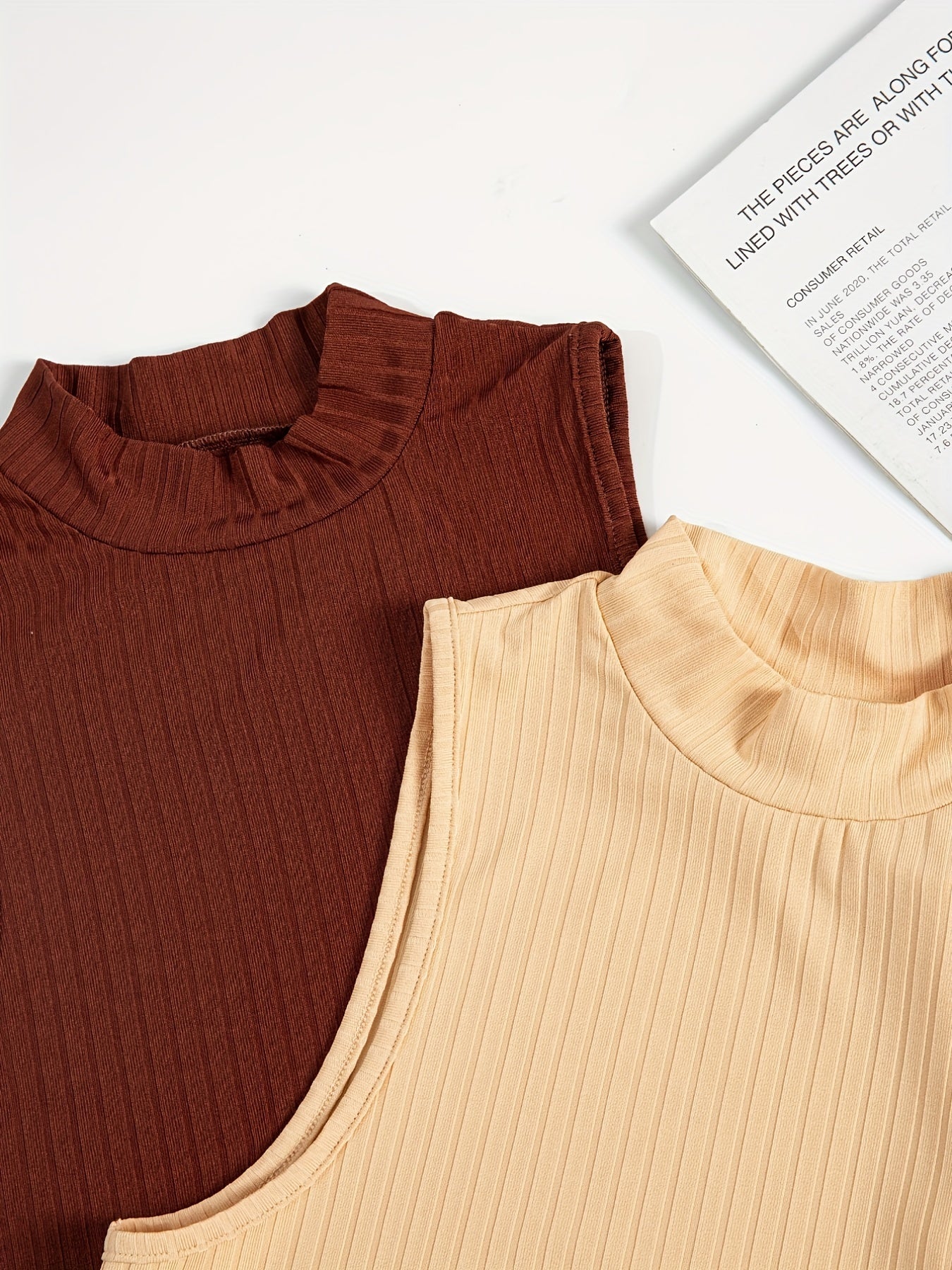 Solid Mock Neck Tank Top Sleeveless Casual Summer Women's Top