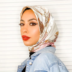 Classic Print Bandana Satin Square Scarf Headwrap Hijab Sunscreen Shawl