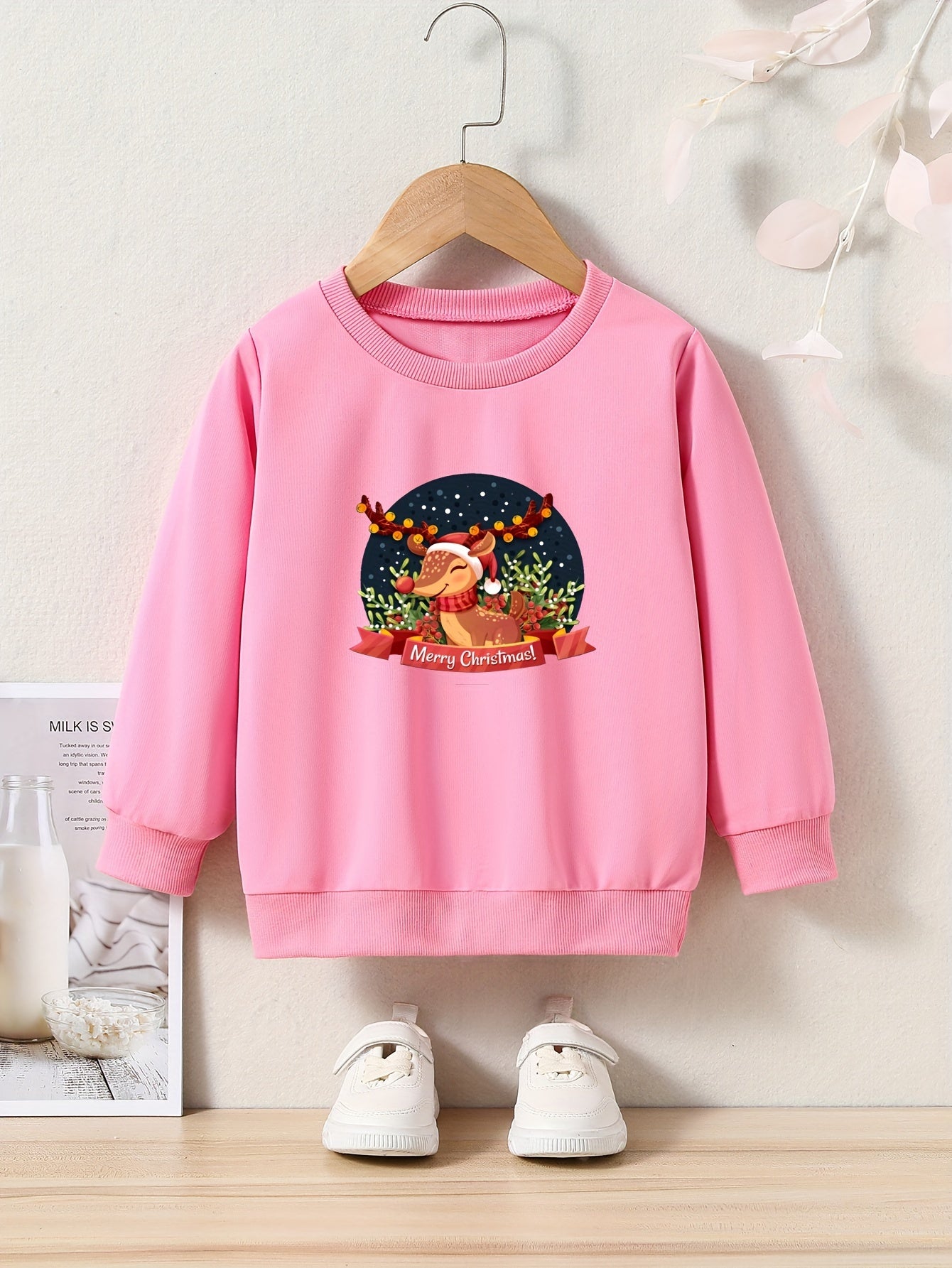 Lovely Reindeer In Christmas Night Crew Neck Sweatshirt