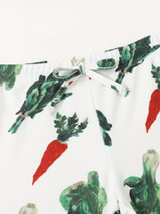 Boy's Vegetable Print Swimsuit Long Sleeve Top & Shorts