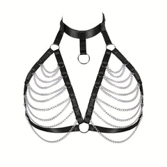 Elastic Harness Bra Women Punk Fringe Metal Cage Harness Gothic Chain Belt