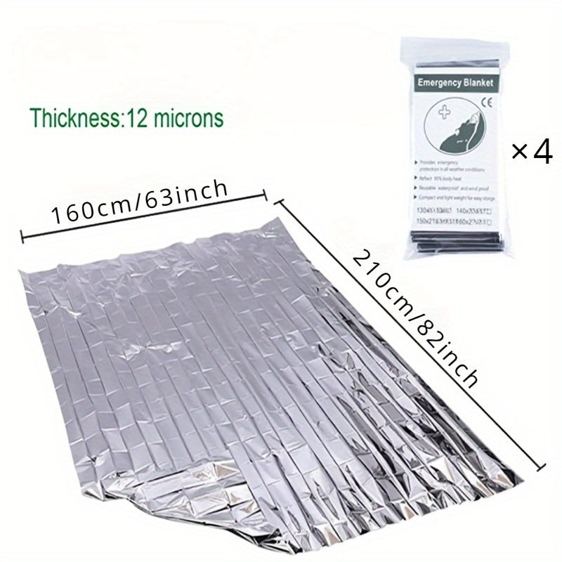 4pcs PET Emergency Blankets for Cold and Sun Protection