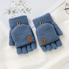 Men's Winter Windproof Gloves Half Finger Knitted Gloves