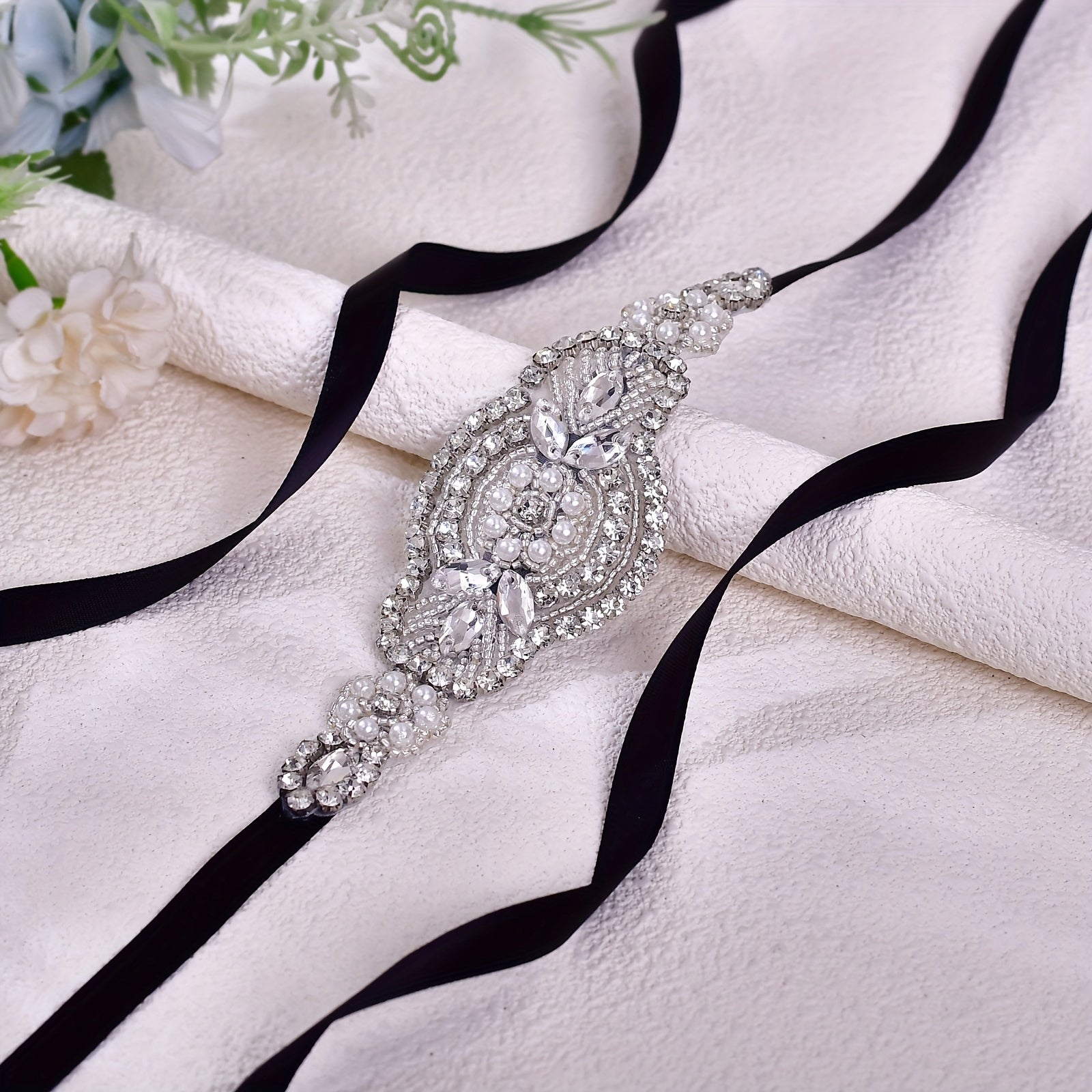 Satin Ribbon Bride Bridesmaid Belt Silver Patch Wedding Belt