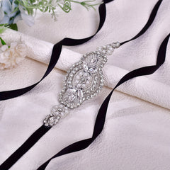 Satin Ribbon Bride Bridesmaid Belt Silver Patch Wedding Belt