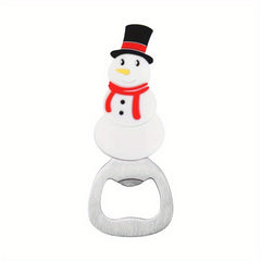 4pcs Xmas Tree Beer Bottle Opener Stainless Steel Multi-Function Silicone Grip